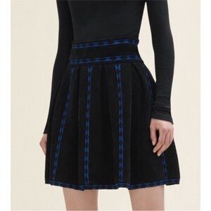 NWT Maje Jerome Jacquard Knit Flare Skirt Black Blue size 3